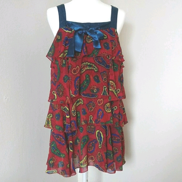 Dresses & Skirts - RUFFLED TIERED MINI DRESS RED SIZE L